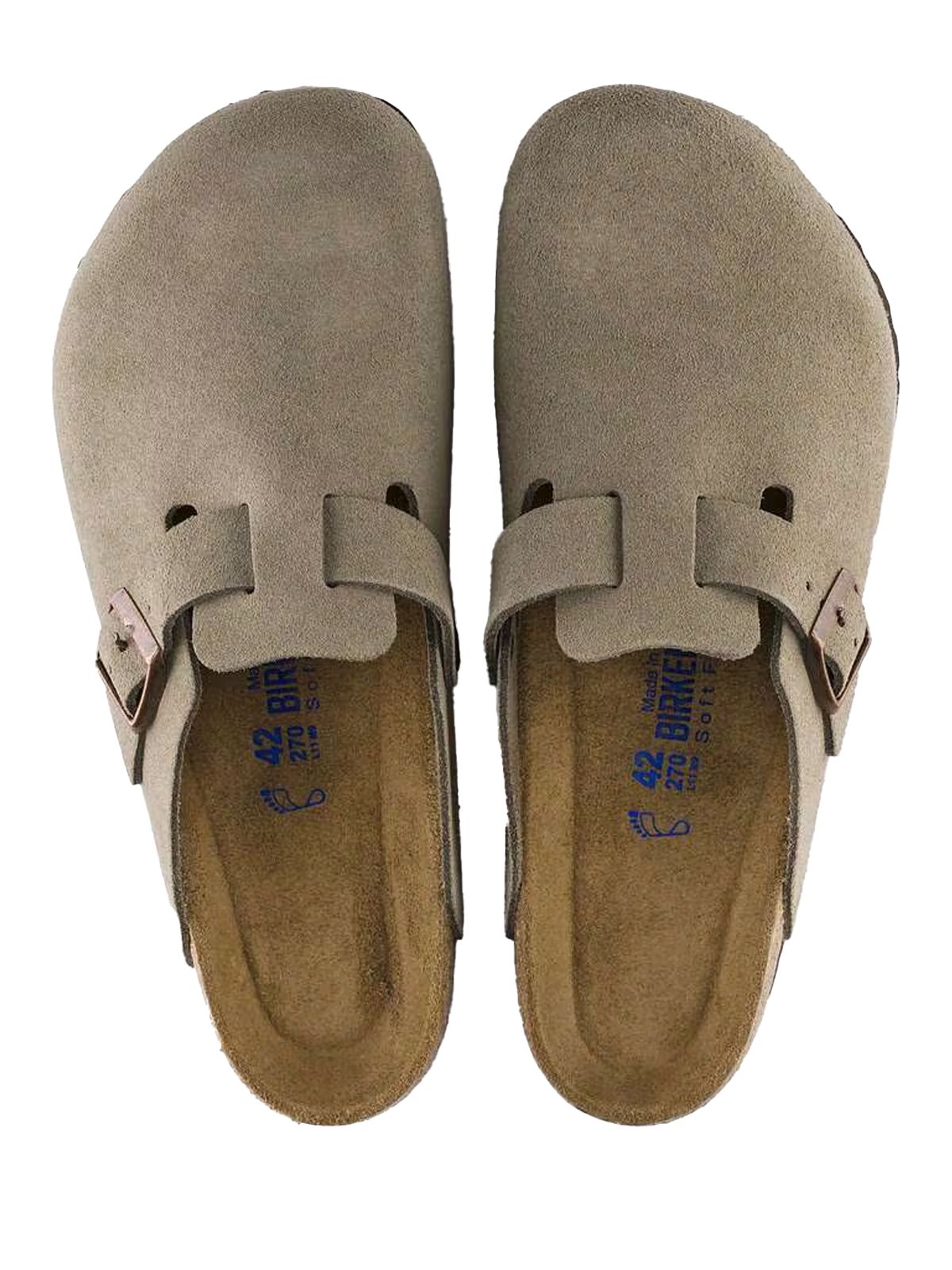 boston soft footbed suede leather clogs taupe clogs - men BIRKENSTOCK