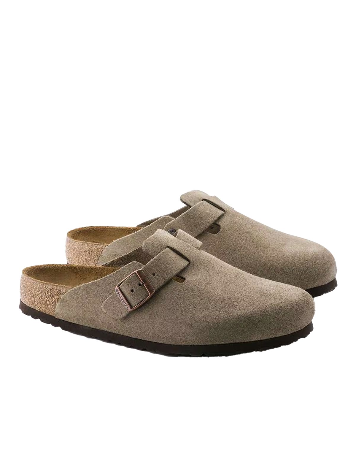 boston soft footbed suede leather clogs taupe clogs - men BIRKENSTOCK