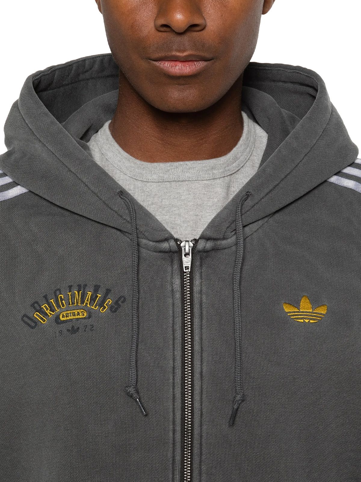 washed graphics zip-thru hoodie kw3600 charcoal / black sweatshirts - men ADIDAS ORIGINALS