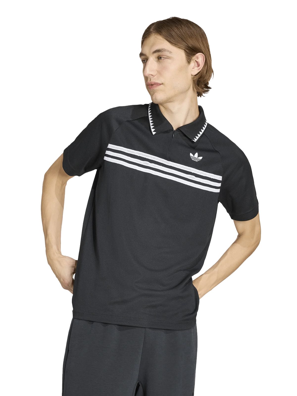 chest stripes slim fit pique polo shirt ke2141 black polo shirt - men ADIDAS ORIGINALS