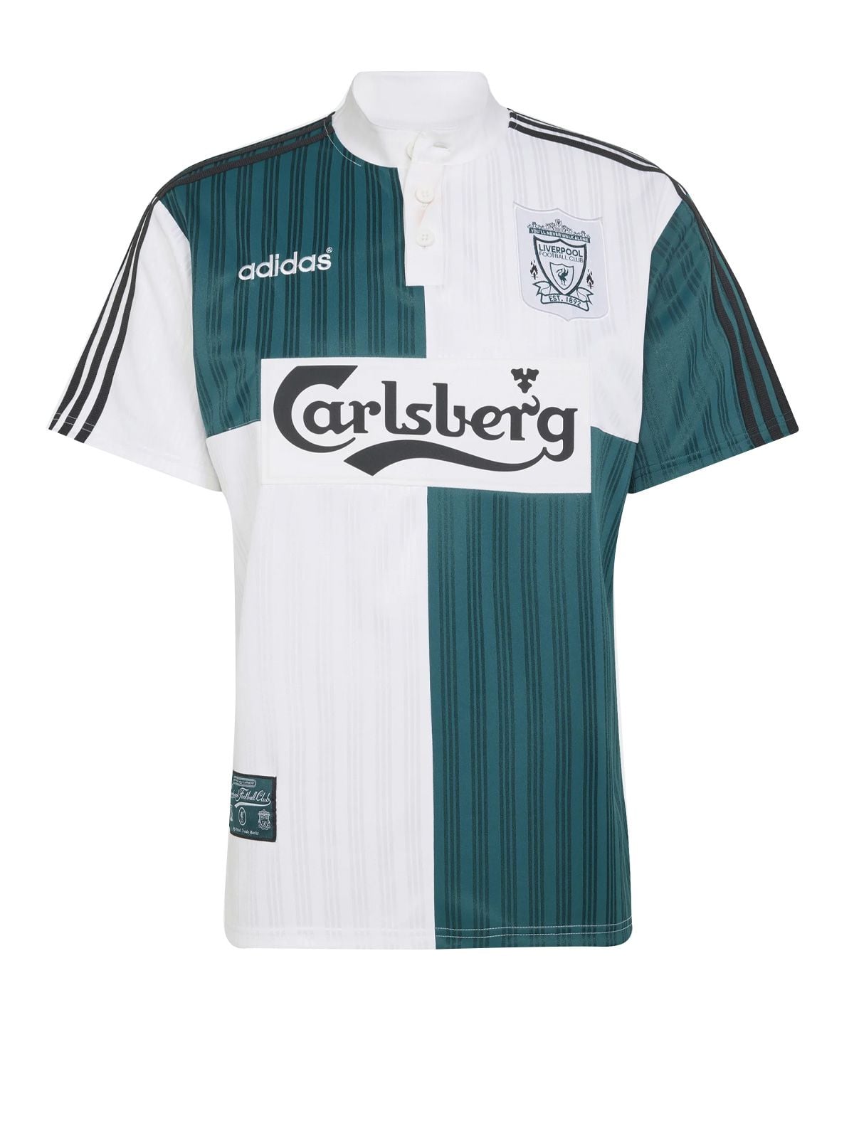 liverpool fc 95/96 heritage away jersey ka8093 green / white jerseys - men