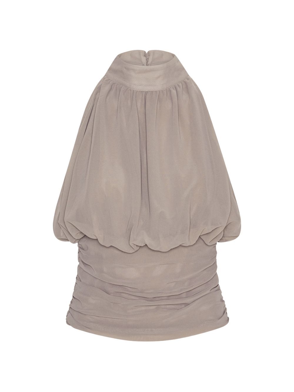 chiffon ruched top tortora