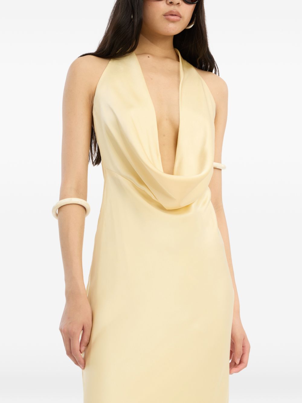 abito a collo alto in chiffon beige ROTATE
