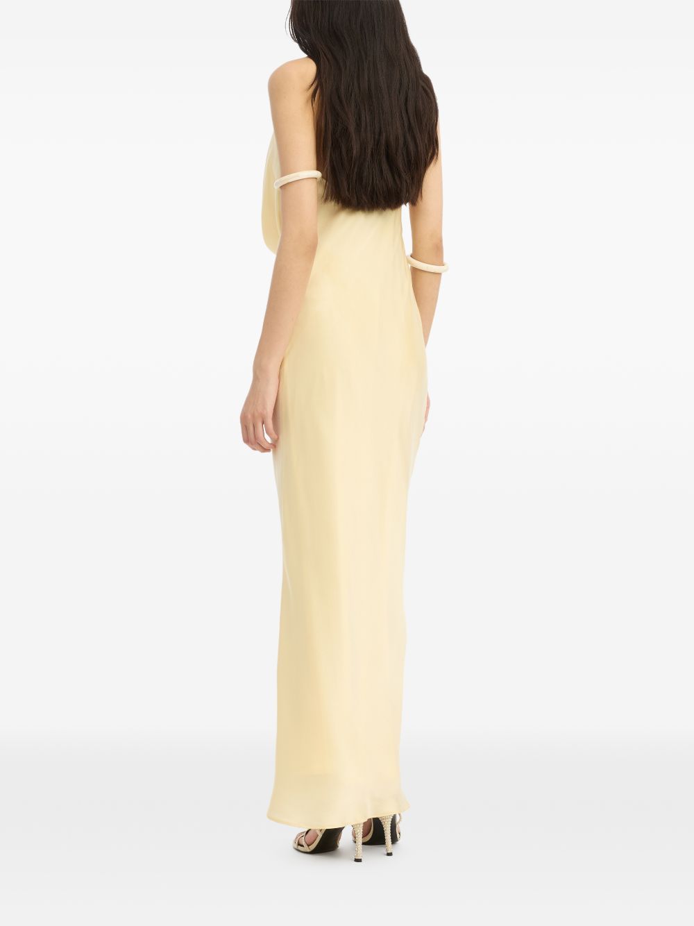 abito a collo alto in chiffon beige ROTATE