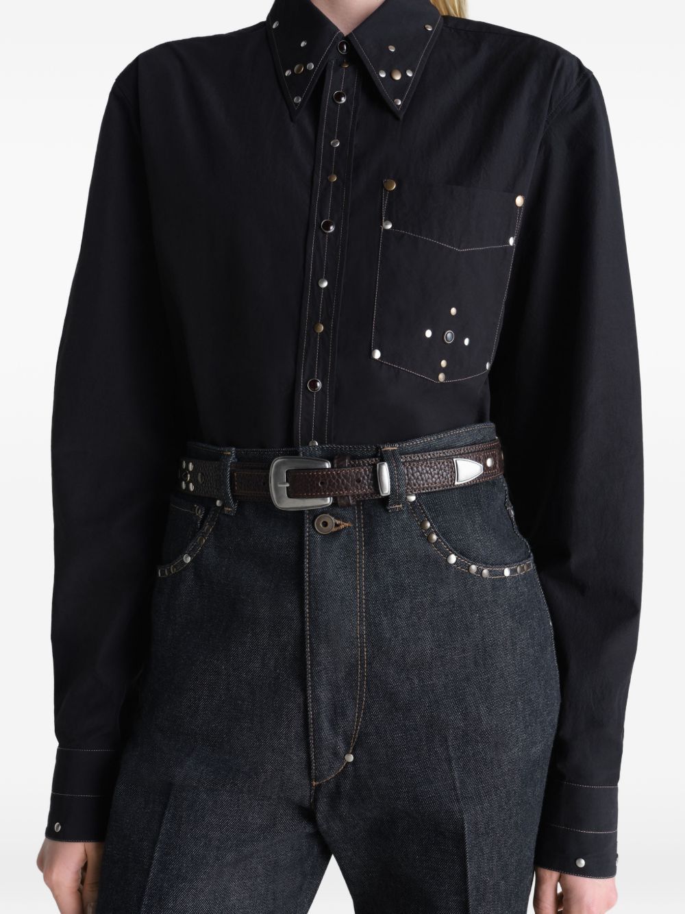 western studs belt brown  LEMAIRE