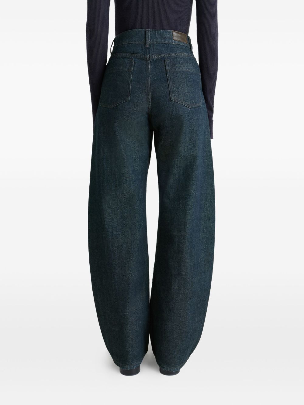 high waisted curved pants blue LEMAIRE