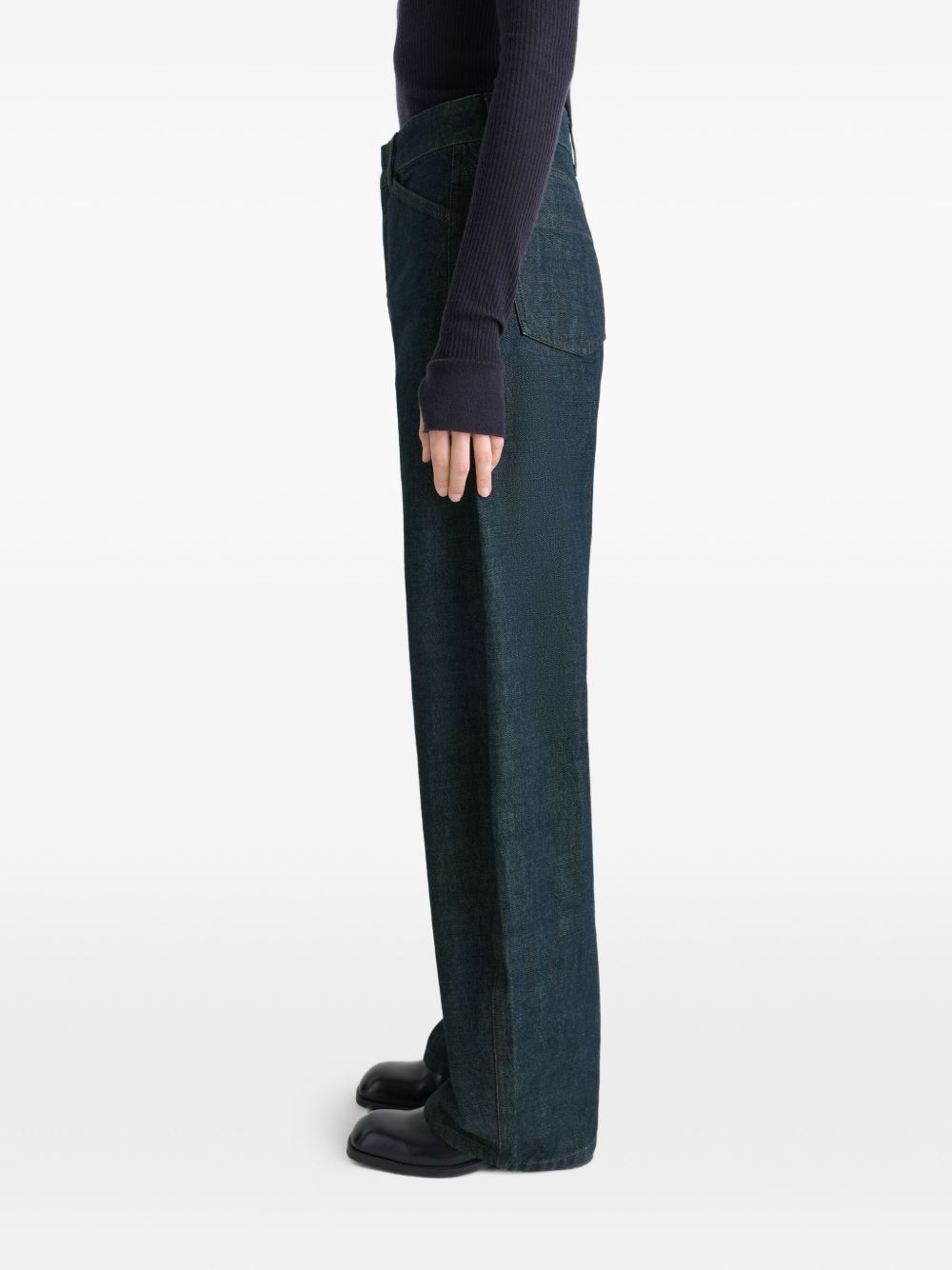 high waisted curved pants blue LEMAIRE