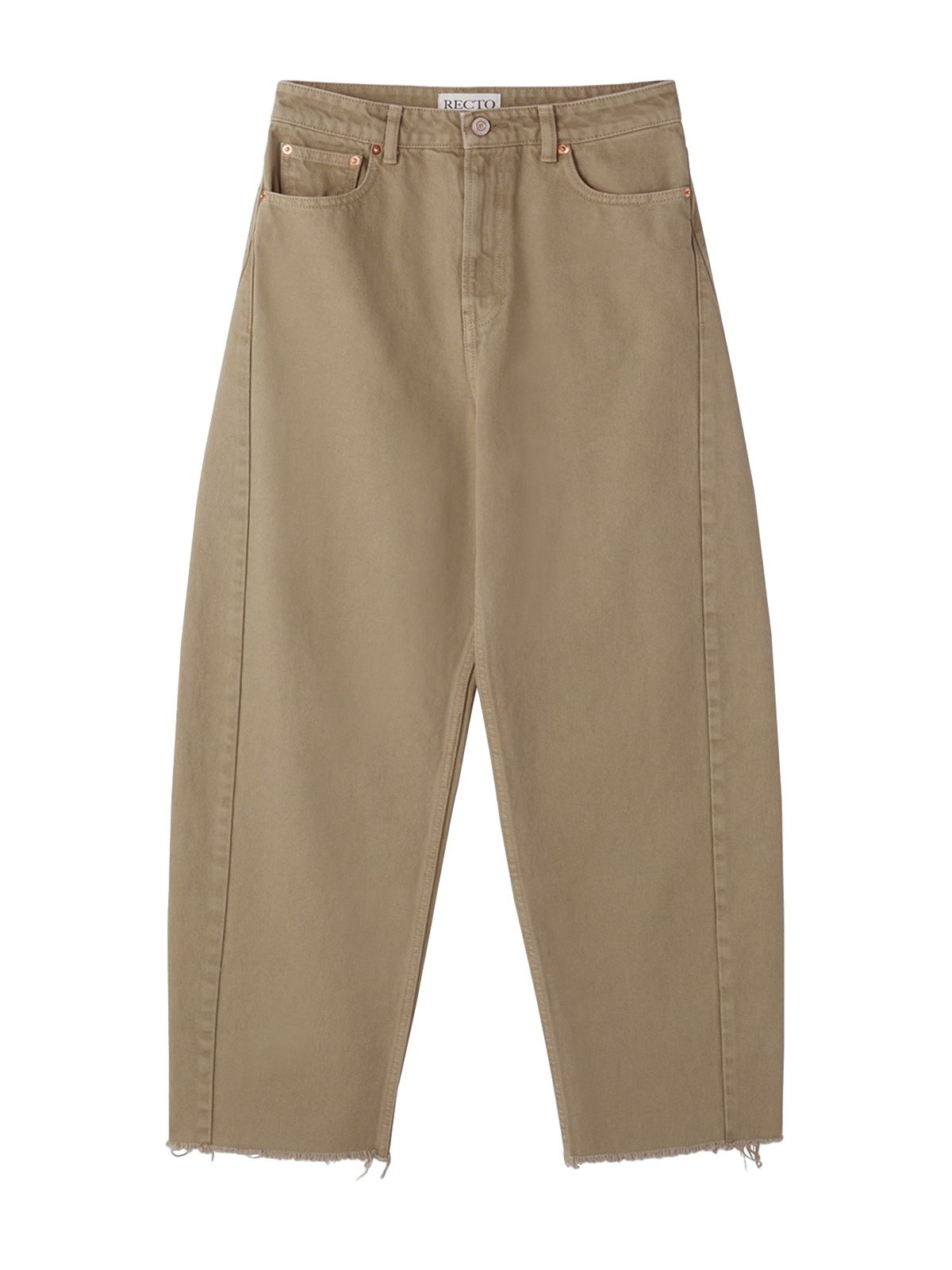 washed curved denim green