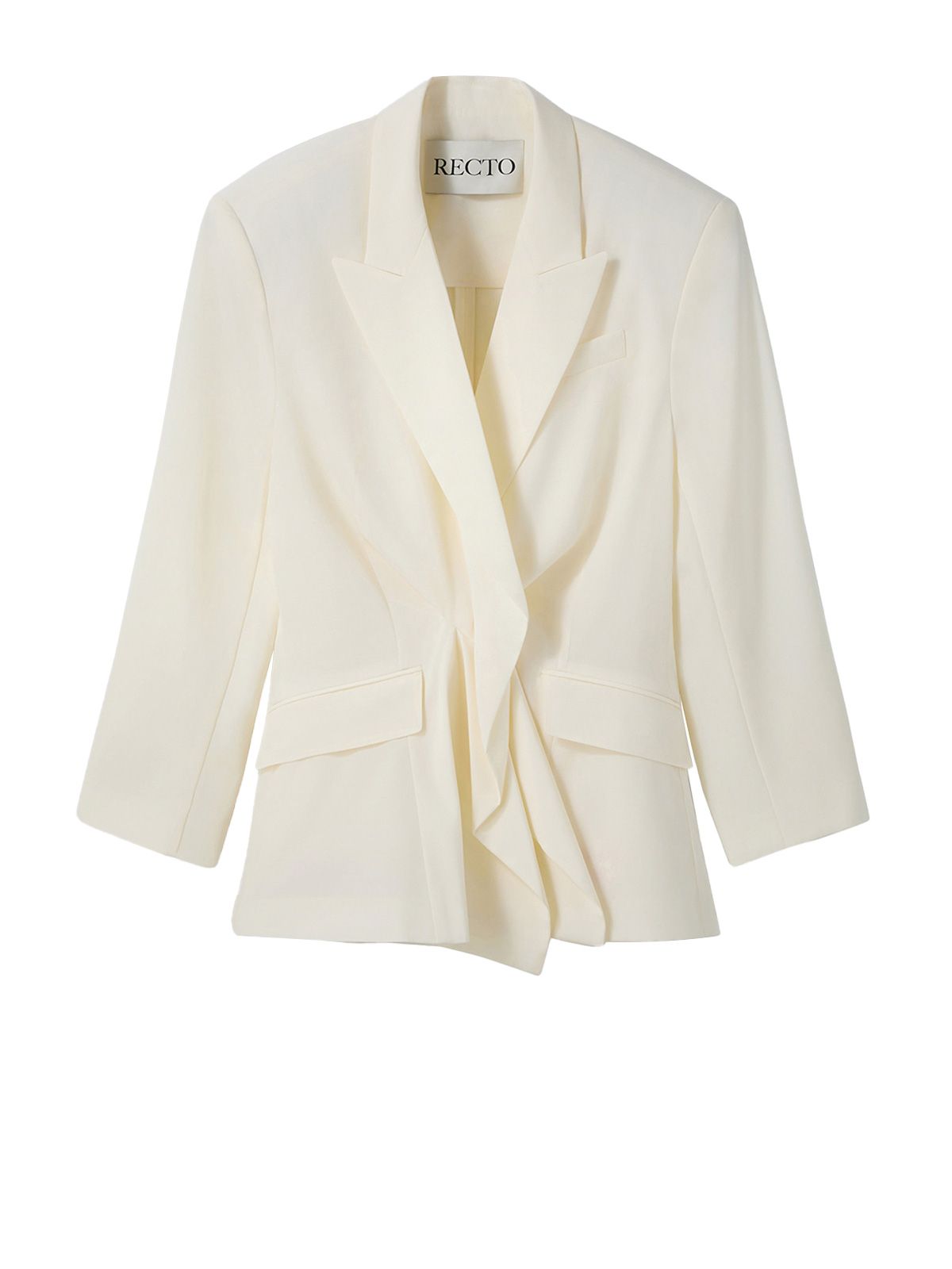 drape detail suit jacket ivory 