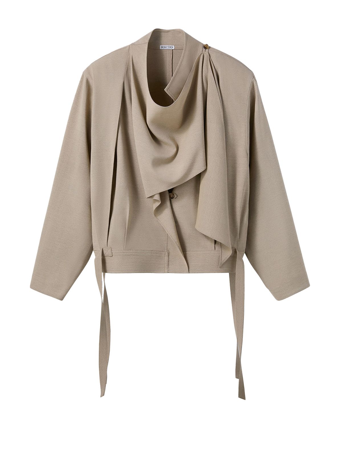 draped scarf detail jumper beige