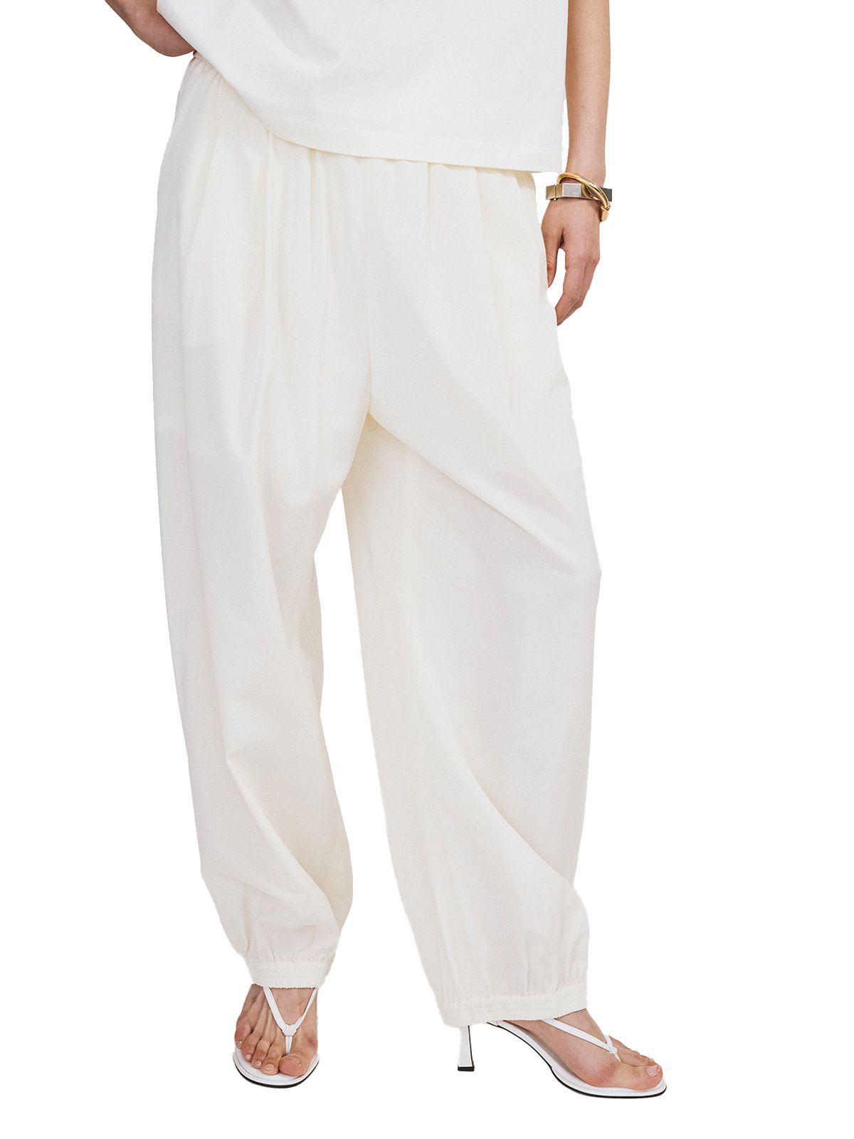 pantaloni da jogging a fascia color avorio RECTO