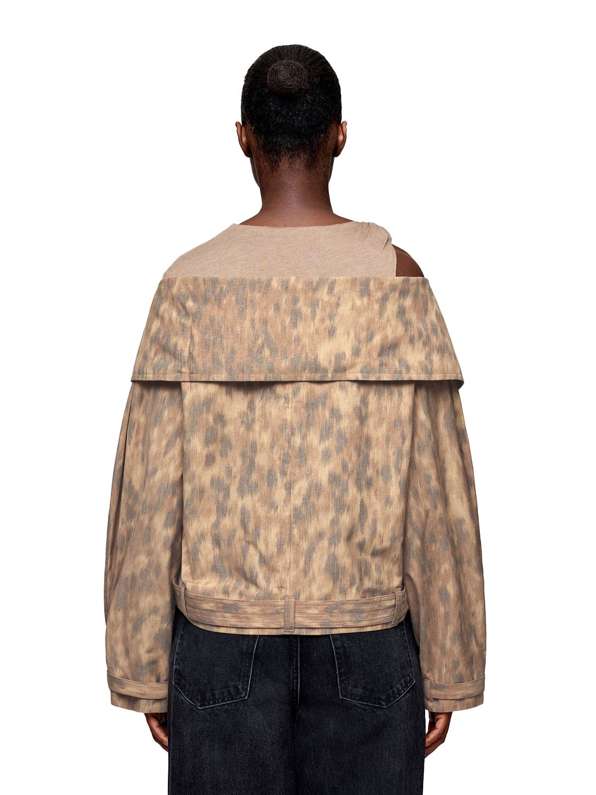 printed stretch cotton open collar jacket butter  GANNI