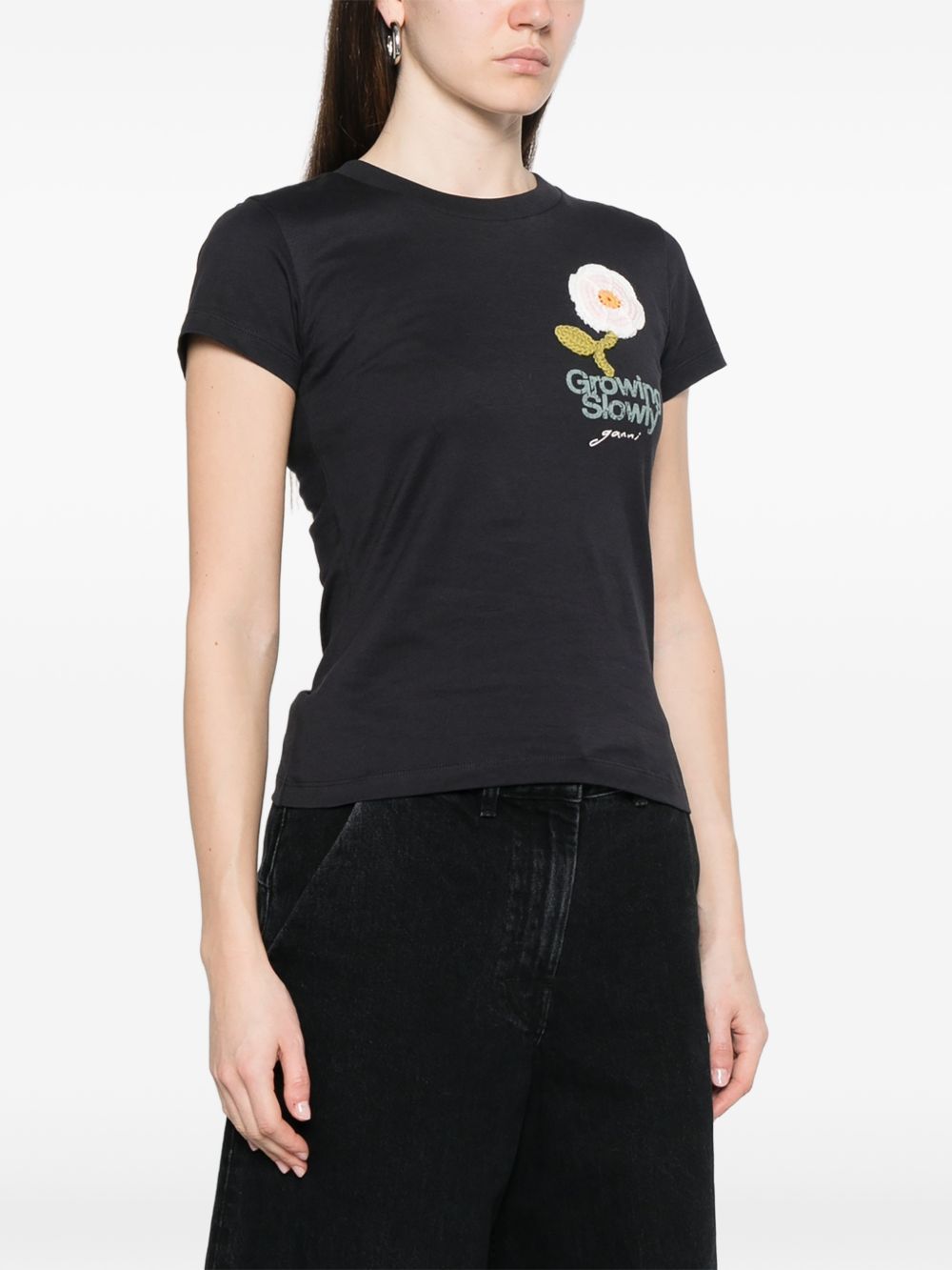 basic cotton jersey baby fit crochet patch black  GANNI