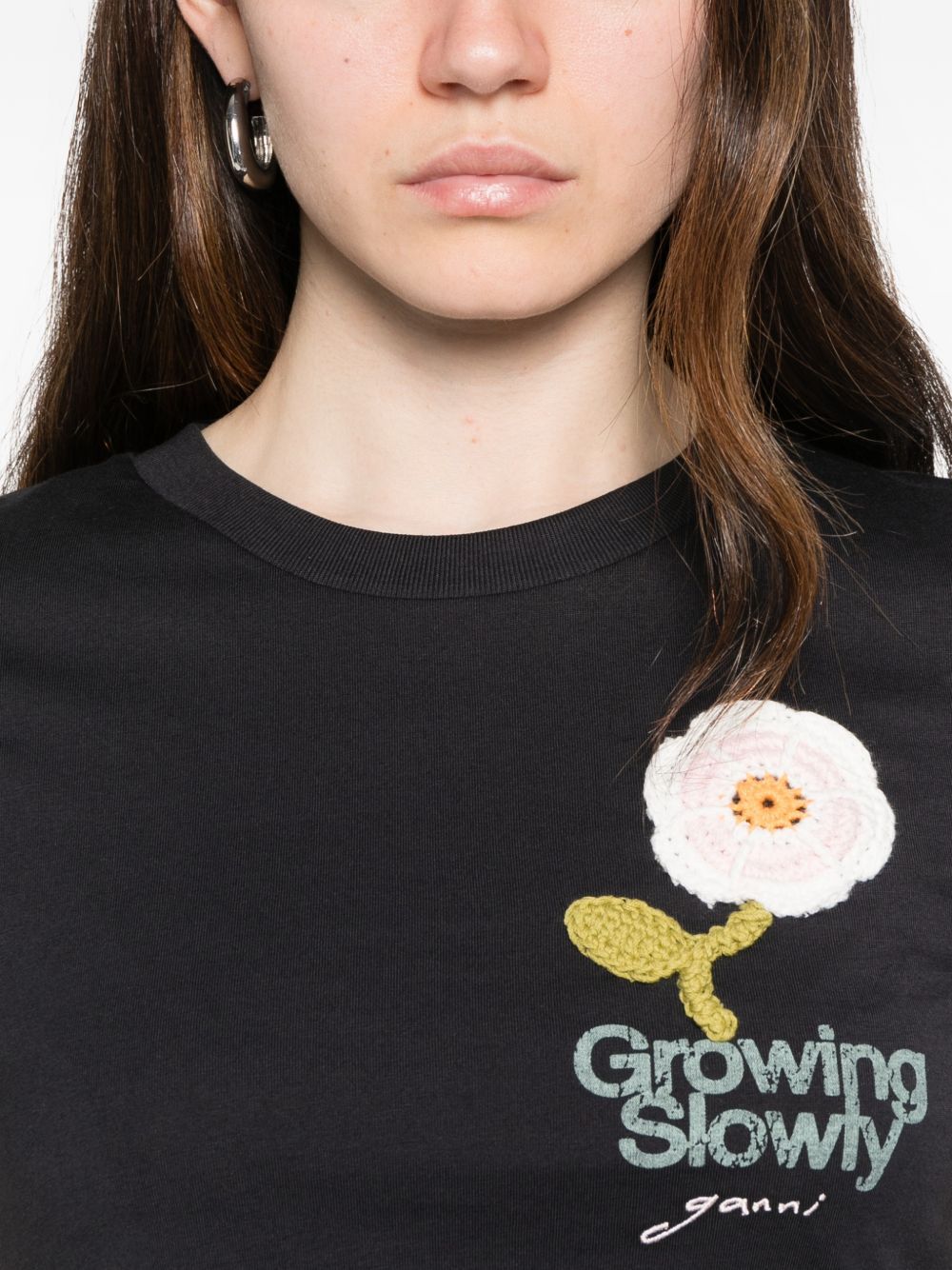 basic cotton jersey baby fit crochet patch black  GANNI