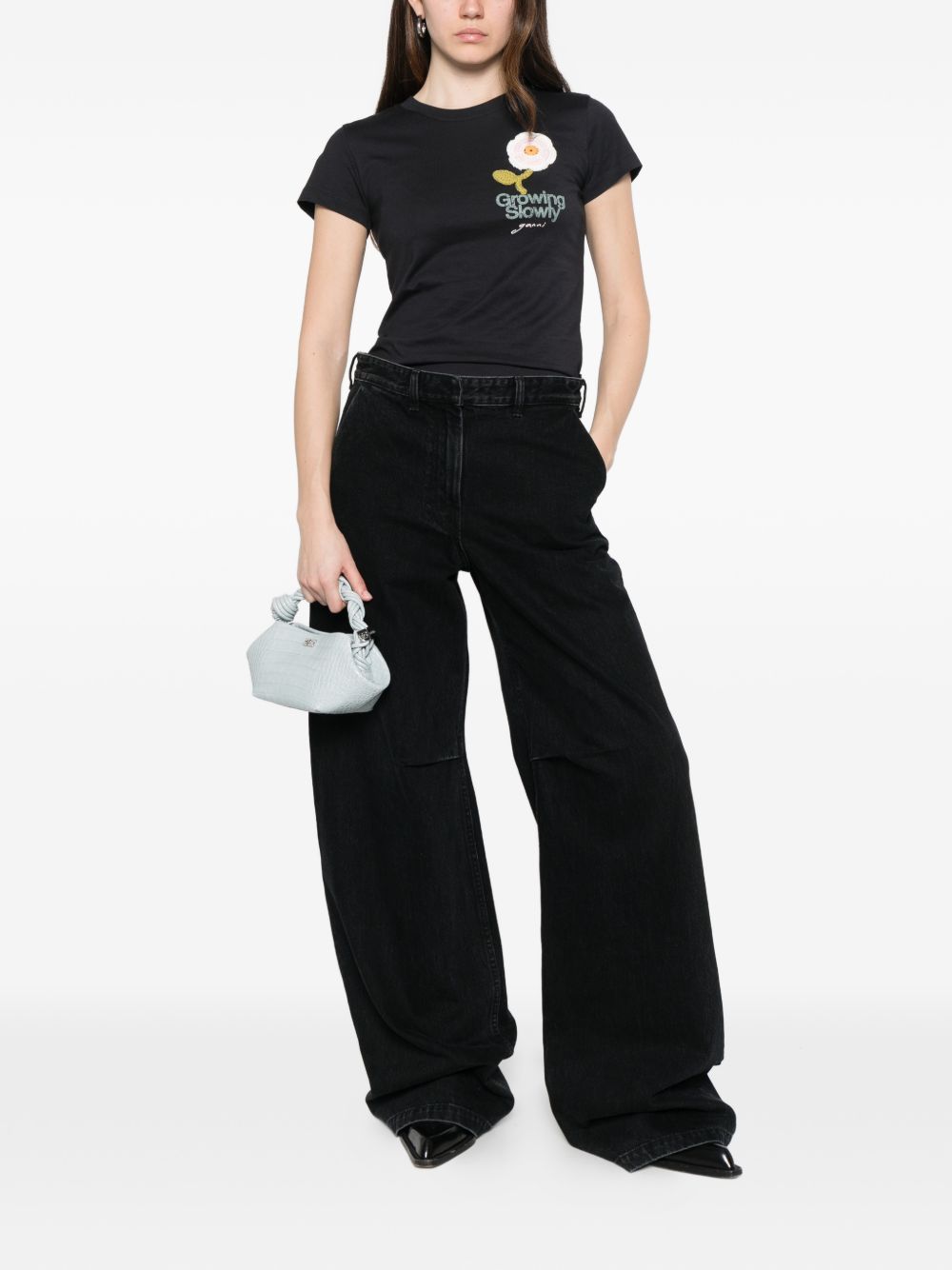 basic cotton jersey baby fit crochet patch black  GANNI