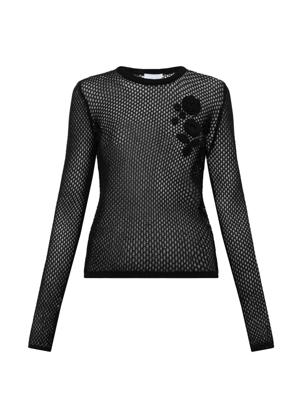mercerized cotton mesh pointelle longsleeve black 