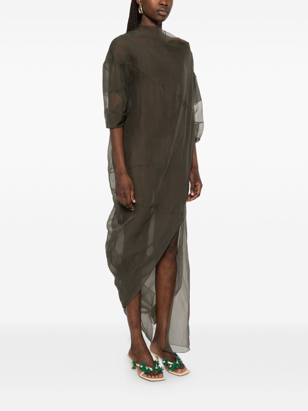 abito drappeggiato sheer panel a3850 grigio abiti - donna CORTANA