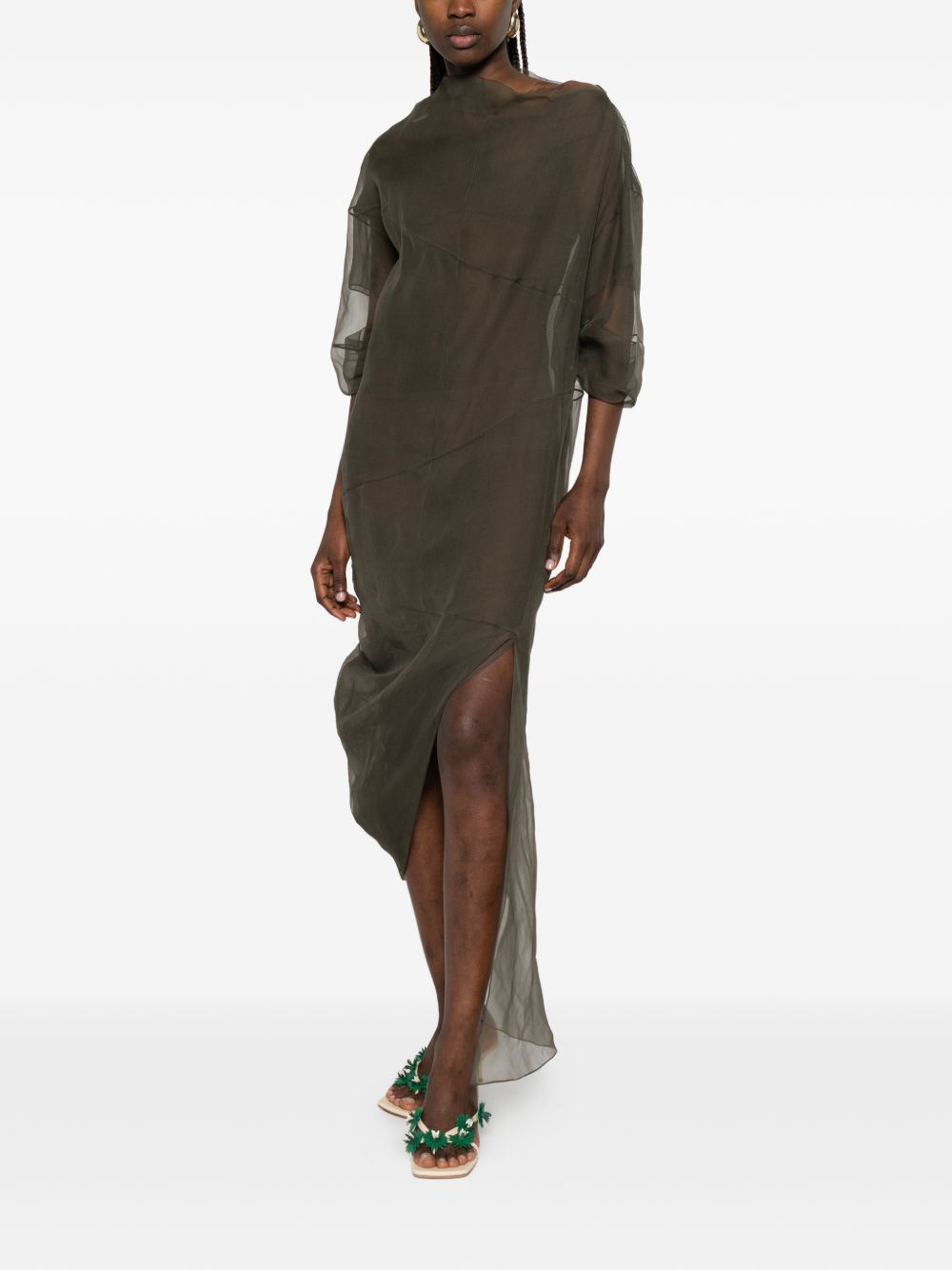 abito drappeggiato sheer panel a3850 grigio abiti - donna CORTANA