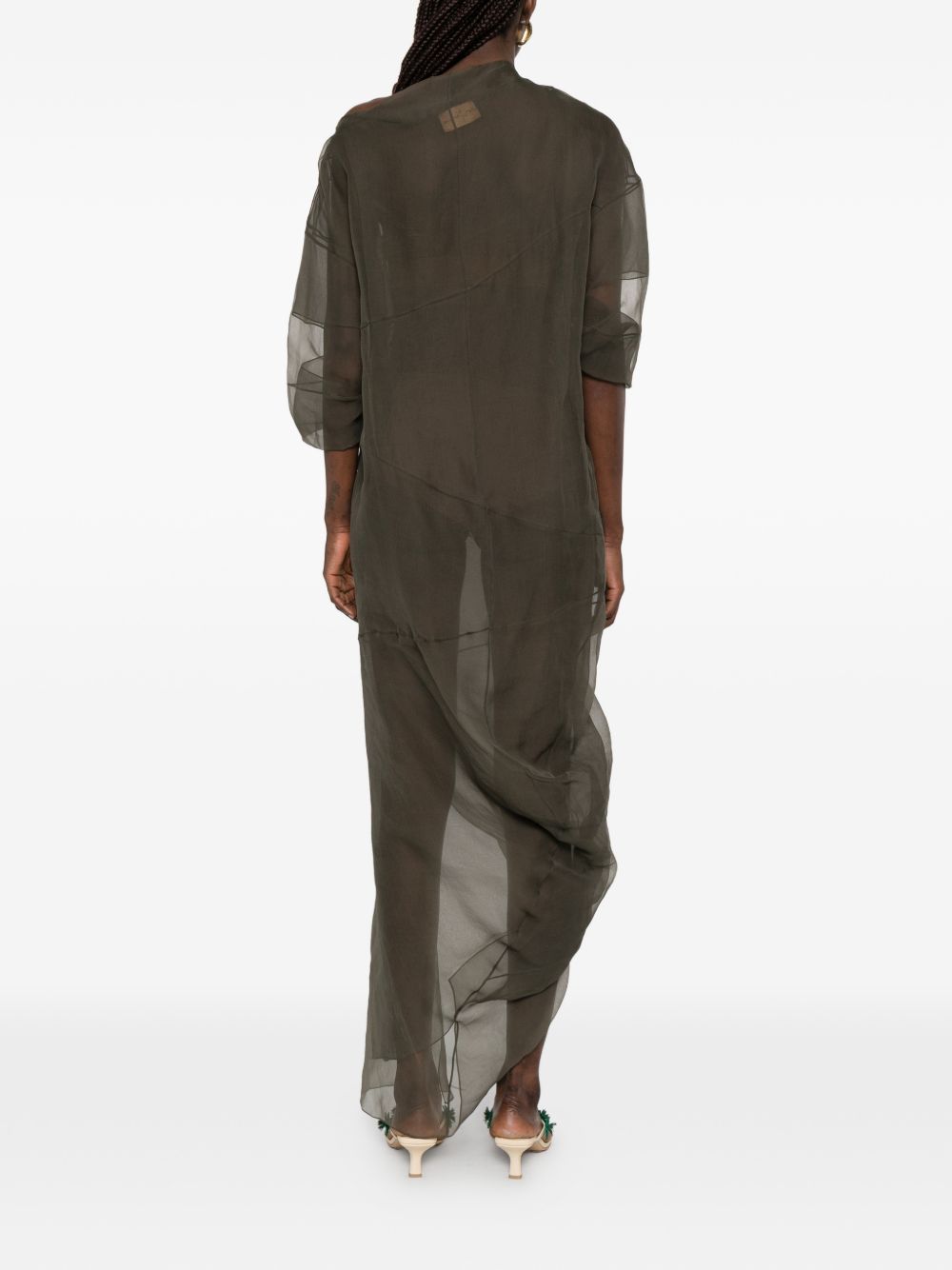 abito drappeggiato sheer panel a3850 grigio abiti - donna CORTANA