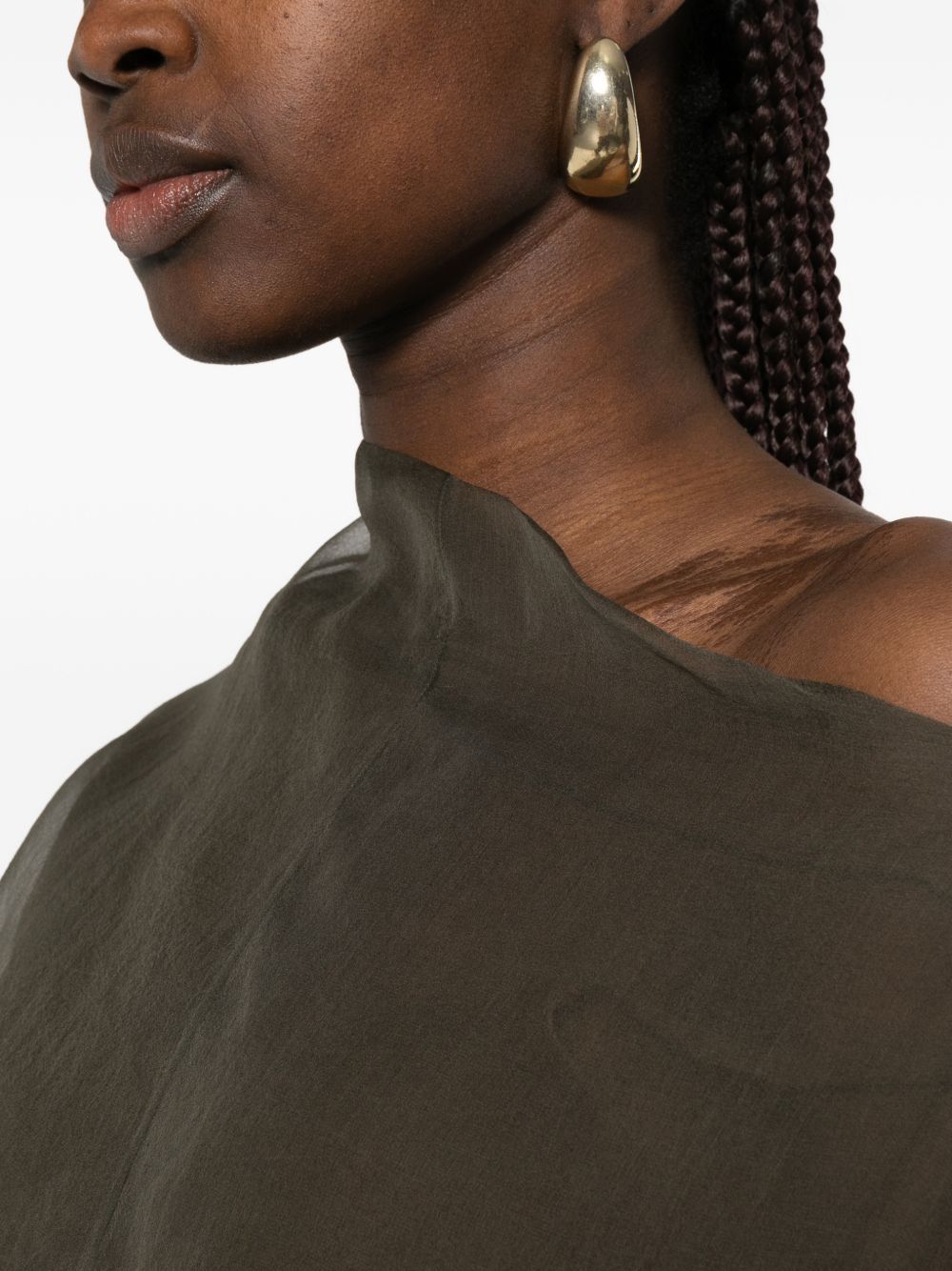 abito drappeggiato sheer panel a3850 grigio abiti - donna CORTANA