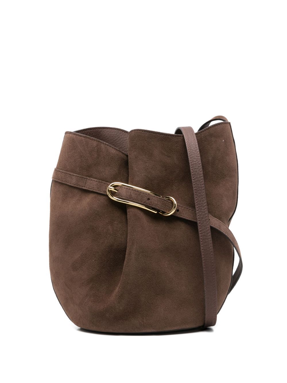 belted bucket bag brown 