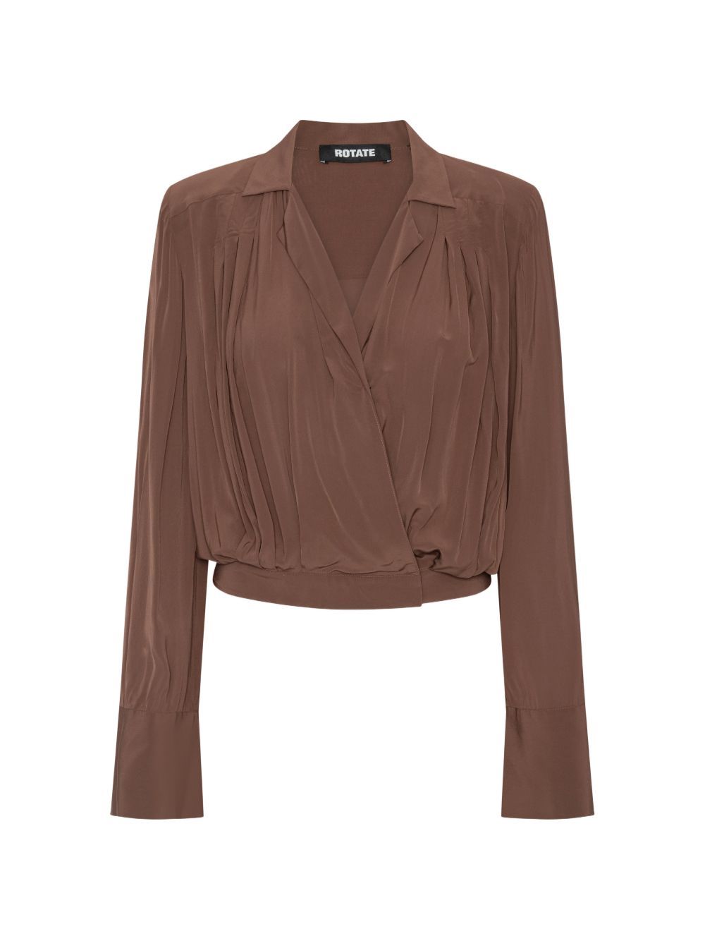 tops pleated ls top brown