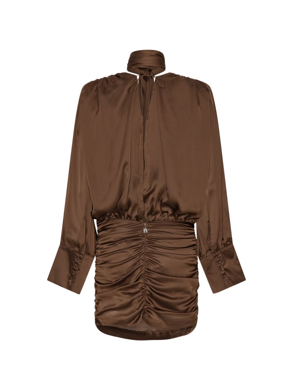 dress chiffon neck dress brown ROTATE