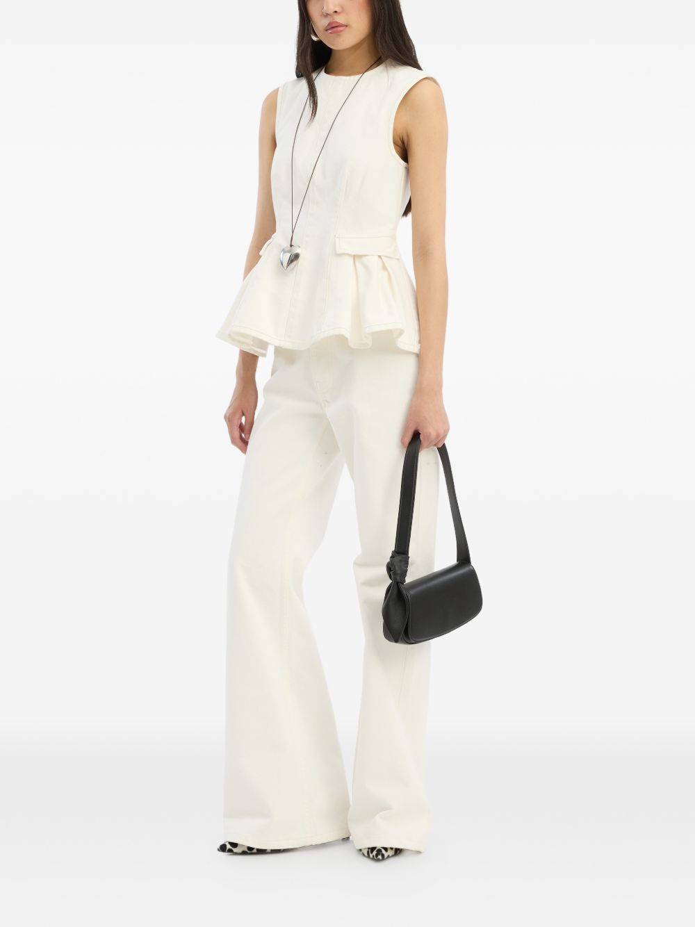 top peplum denim white  ROTATE