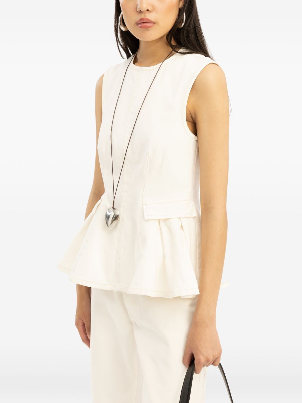 top peplum denim white  ROTATE