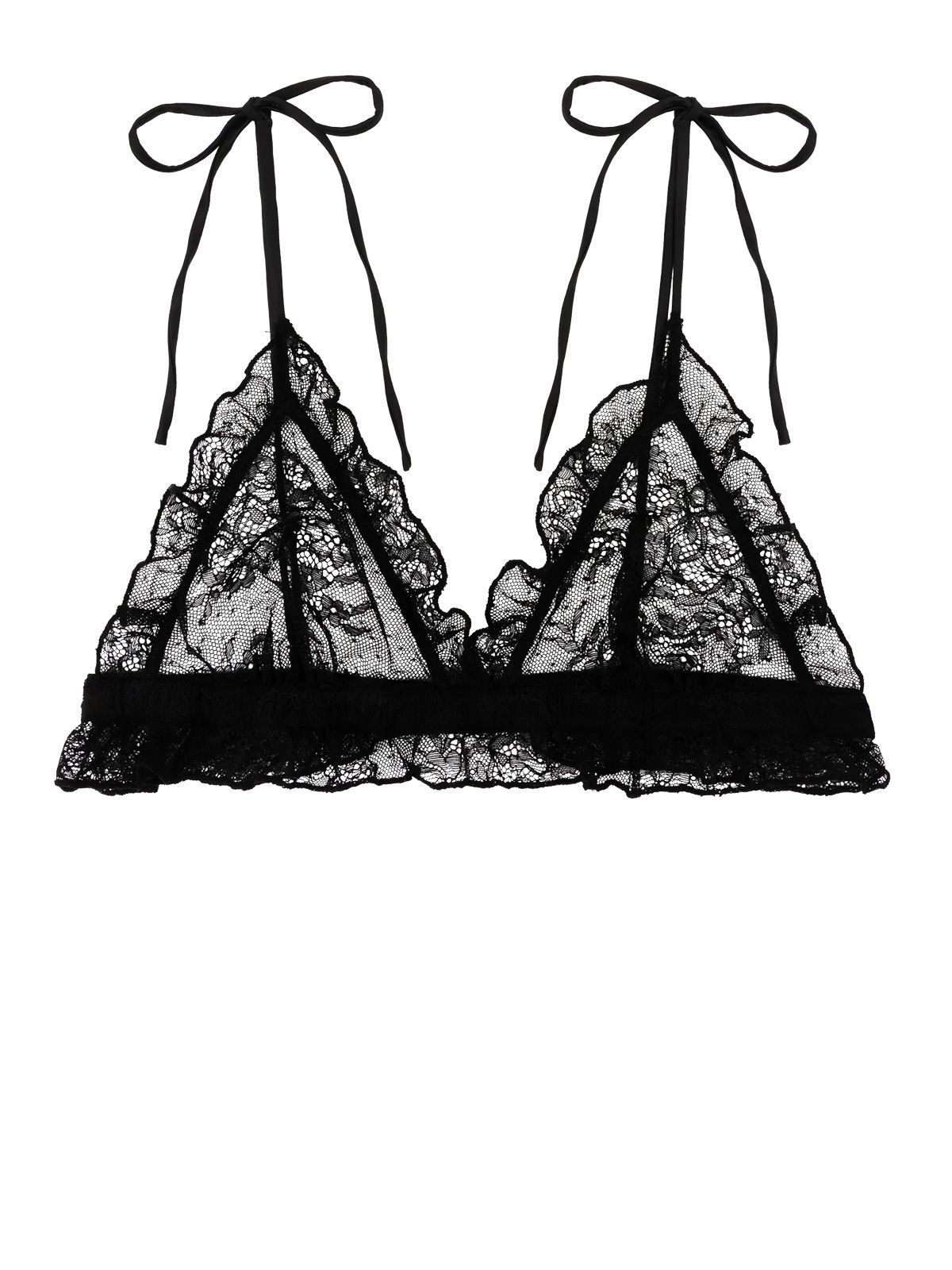 Black unpadded triangle bralette