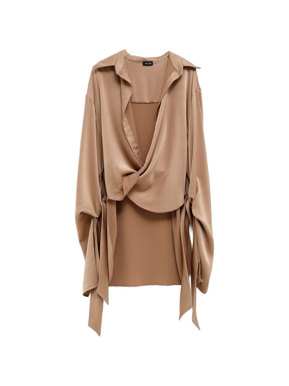 camicia drappeggiata corta argilla 