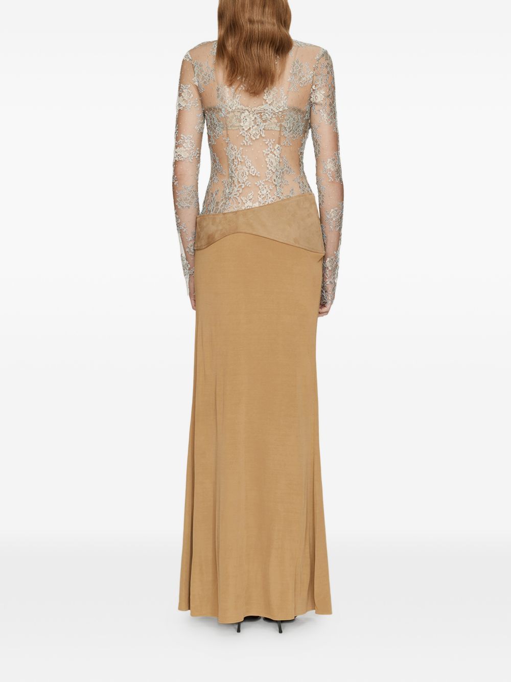 abito in jersey scamosciato con cintura in pizzo sepienne CHRISTOPHER ESBER