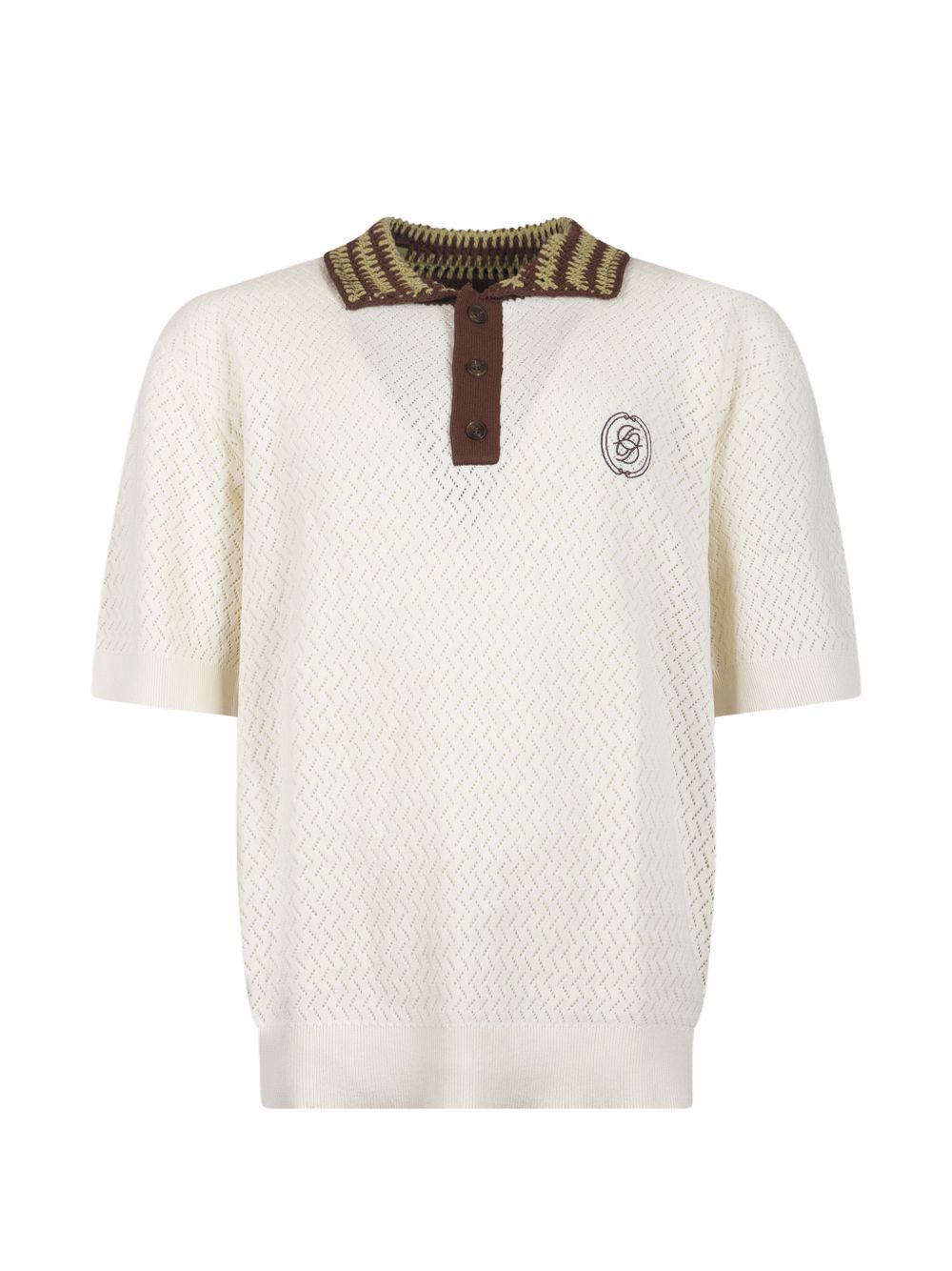 polo maille ajoure cream