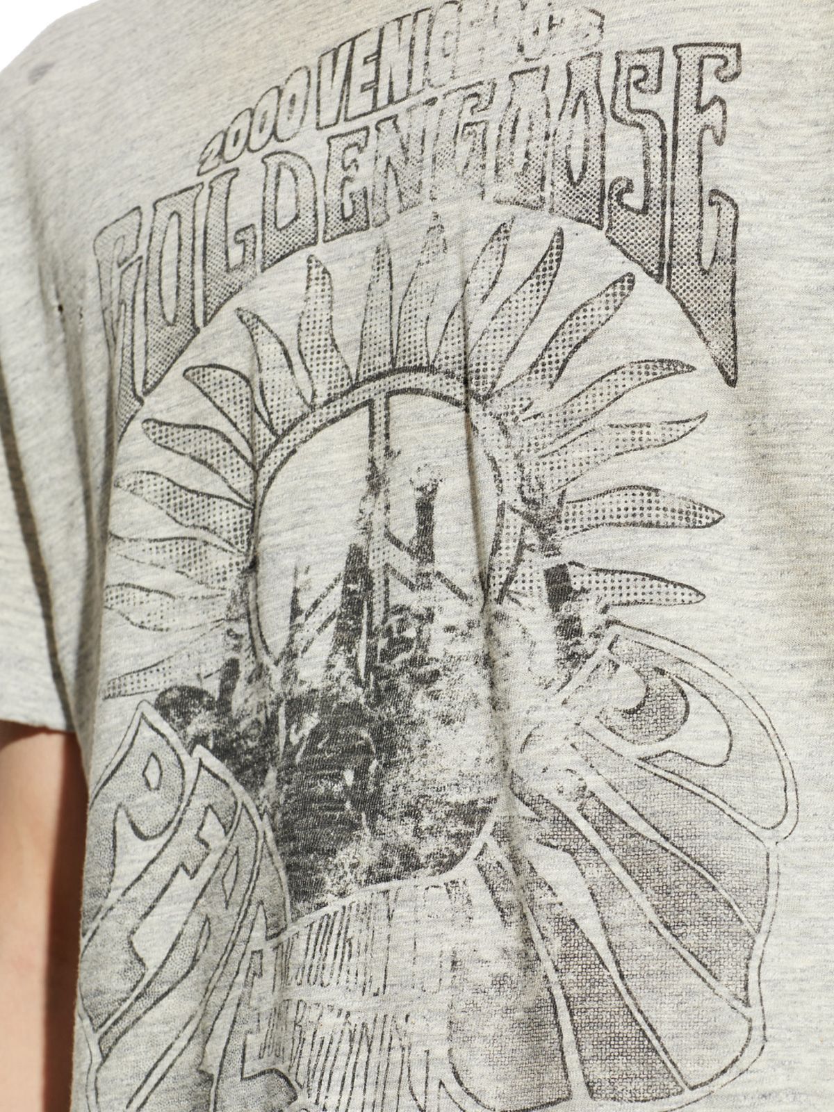 vintage-inspired graphic jersey t-shirt gmp01220 grey melange t-shirts - men GOLDEN GOOSE