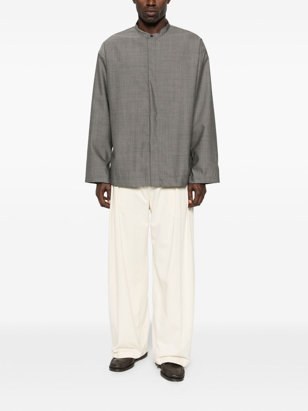 camicia grigia con colletto alla coreana STUDIO NICHOLSON