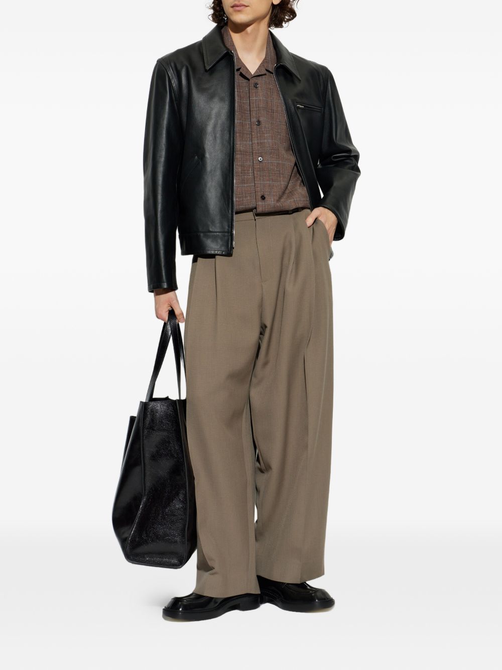 pantaloni a doppia piega marrone STUDIO NICHOLSON