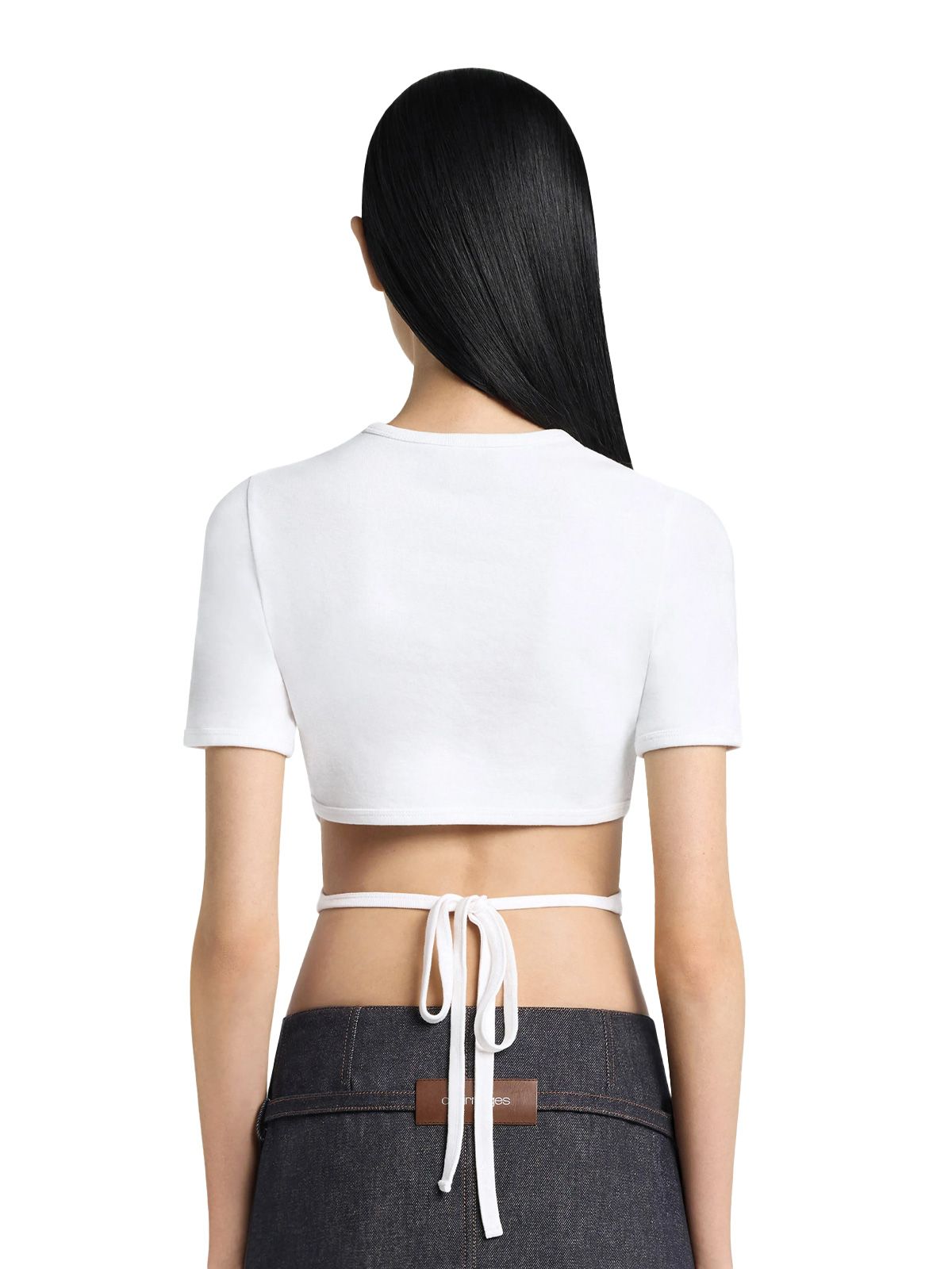 t-shirt rbbon cut out contrast white  COURREGES