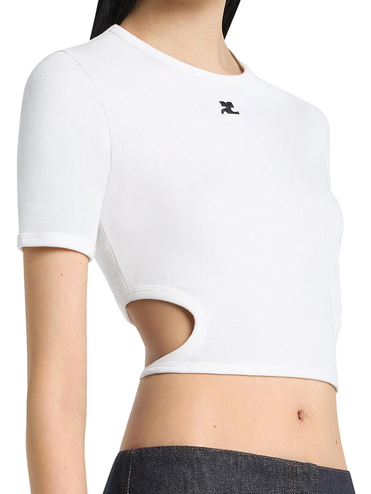 t-shirt rbbon cut out contrast white  COURREGES