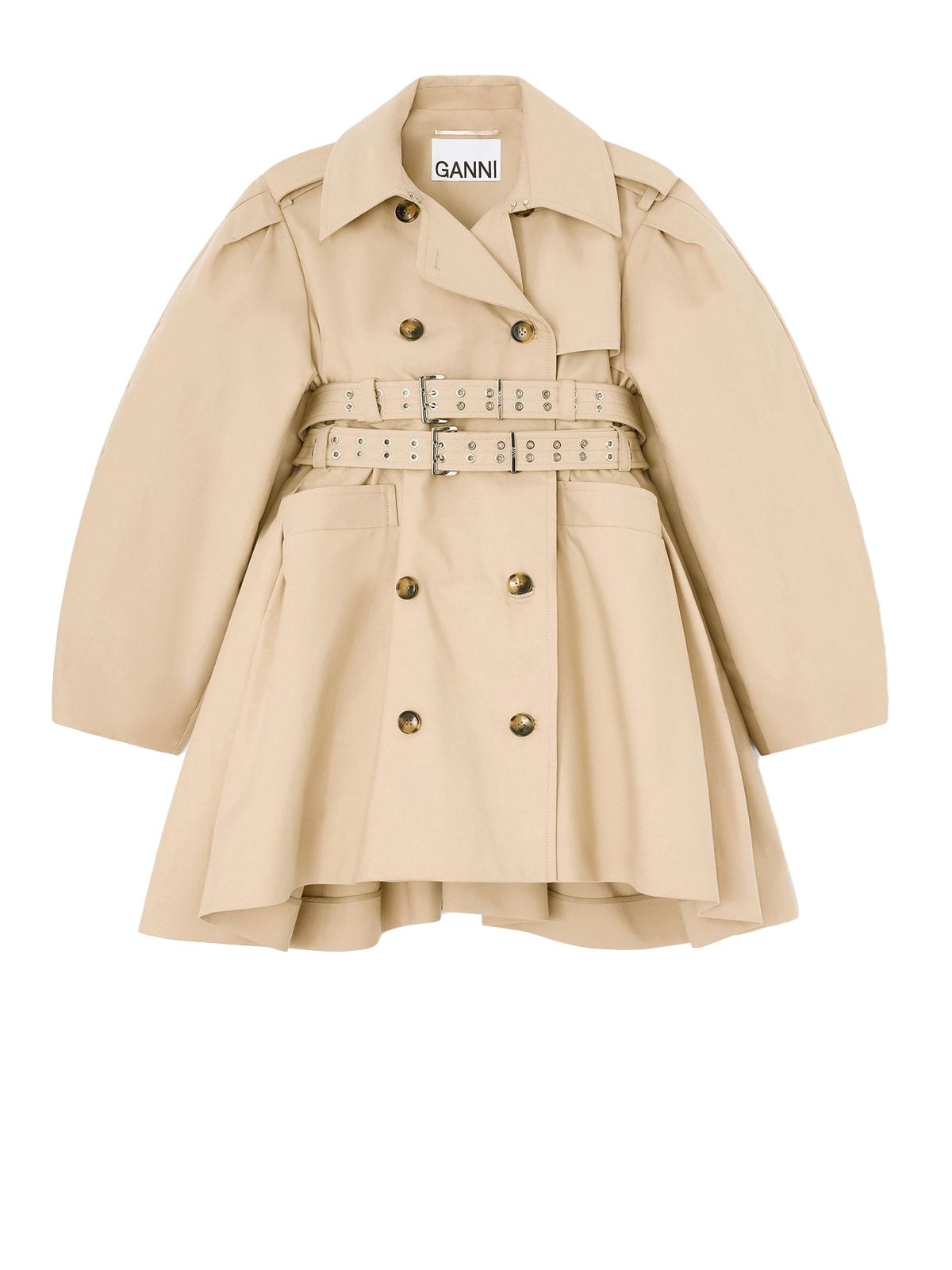 trench doppio cotone peplo beige