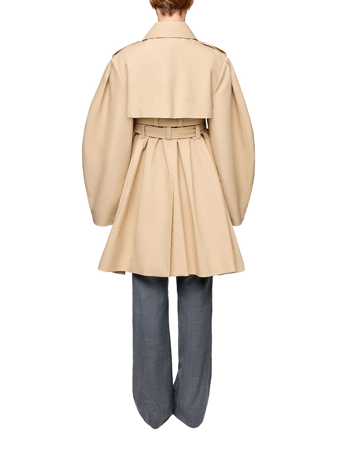 trench doppio cotone peplo beige GANNI