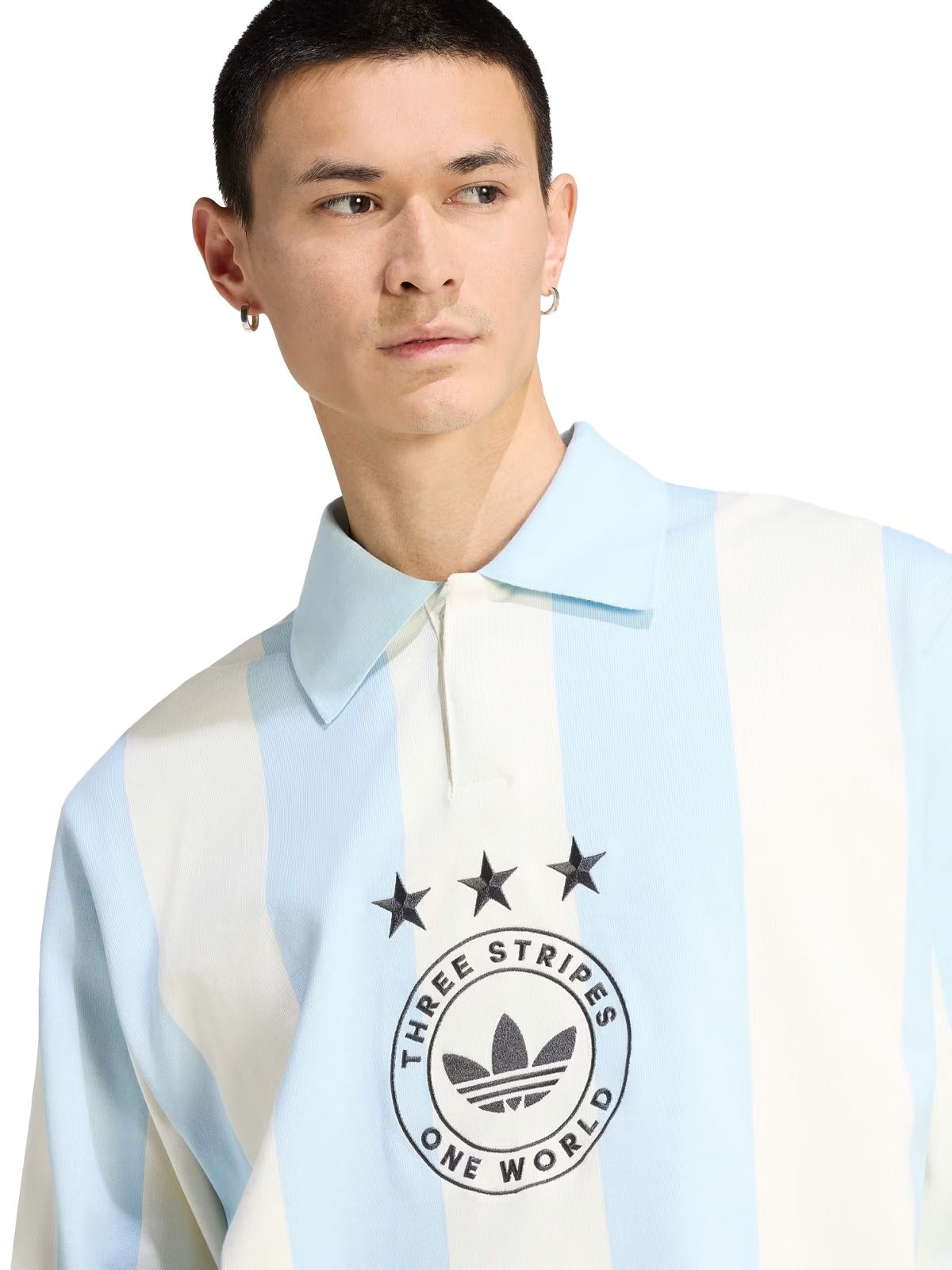 polo a manica lunga graphic heritage ku9190 bianco / blu polo - uomo ADIDAS ORIGINALS