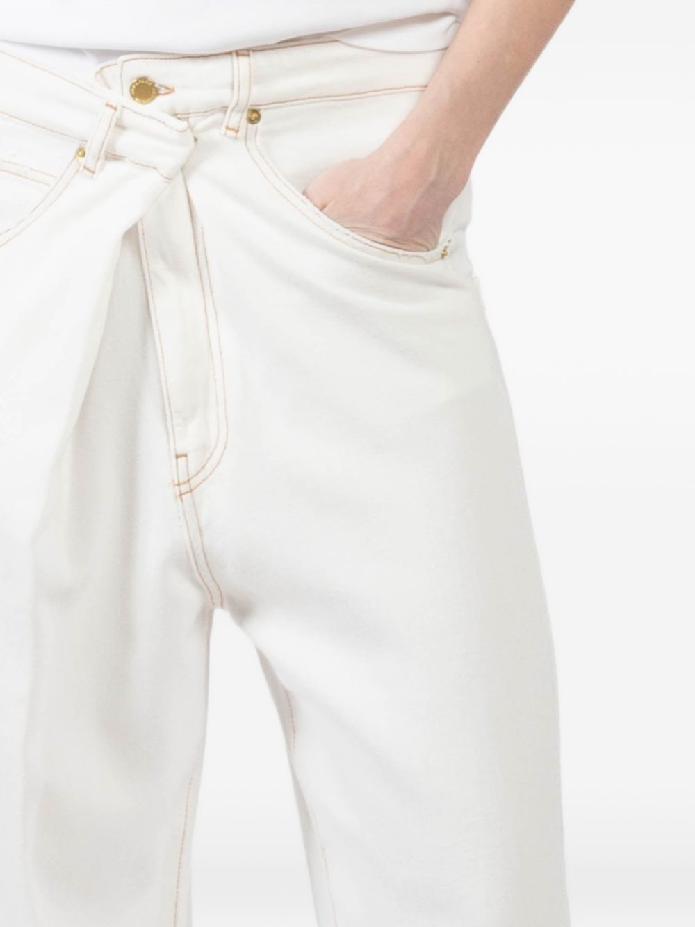 White ines fold over tencel denim jeans DARKPARK