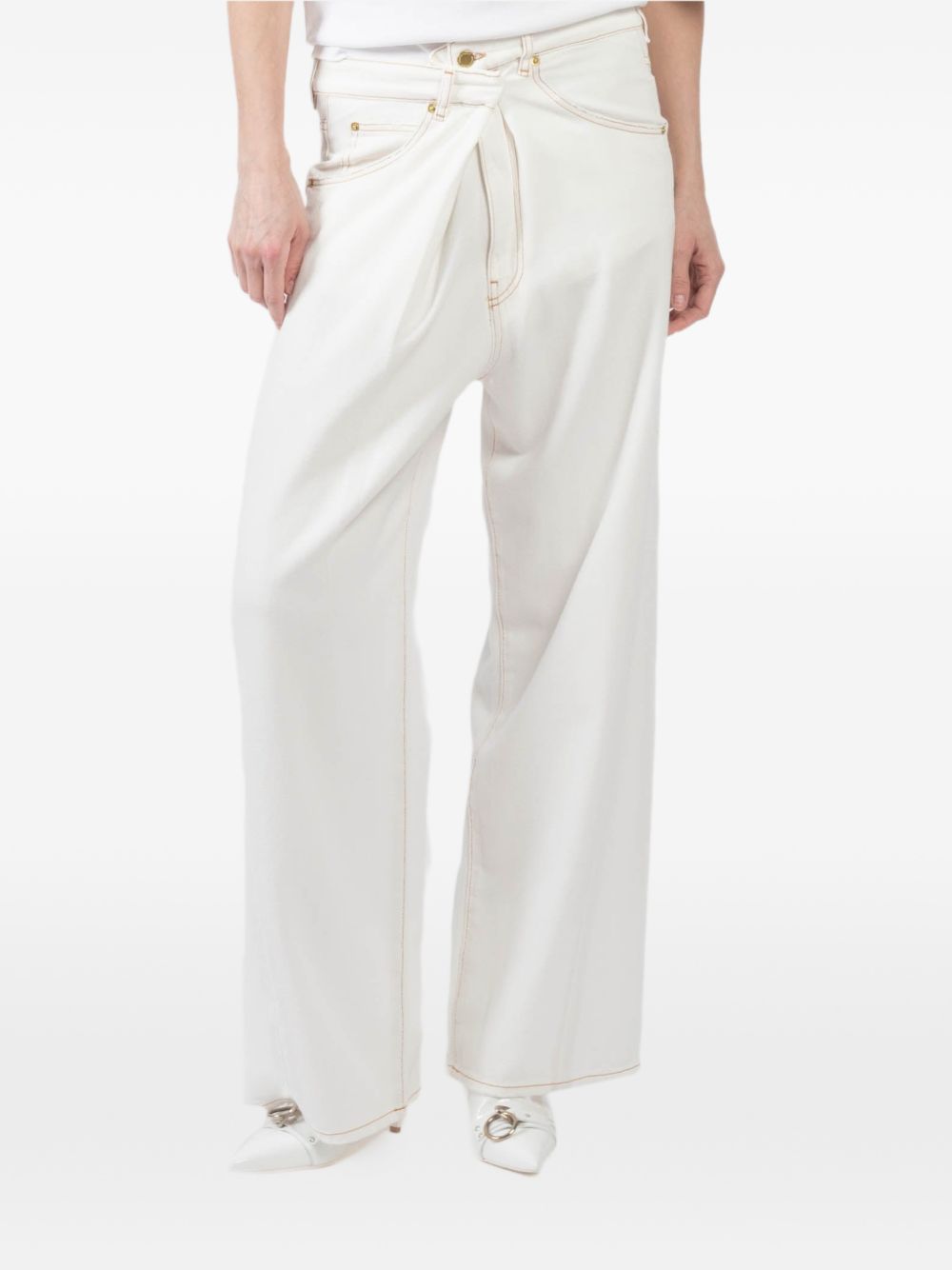 White ines fold over tencel denim jeans DARKPARK