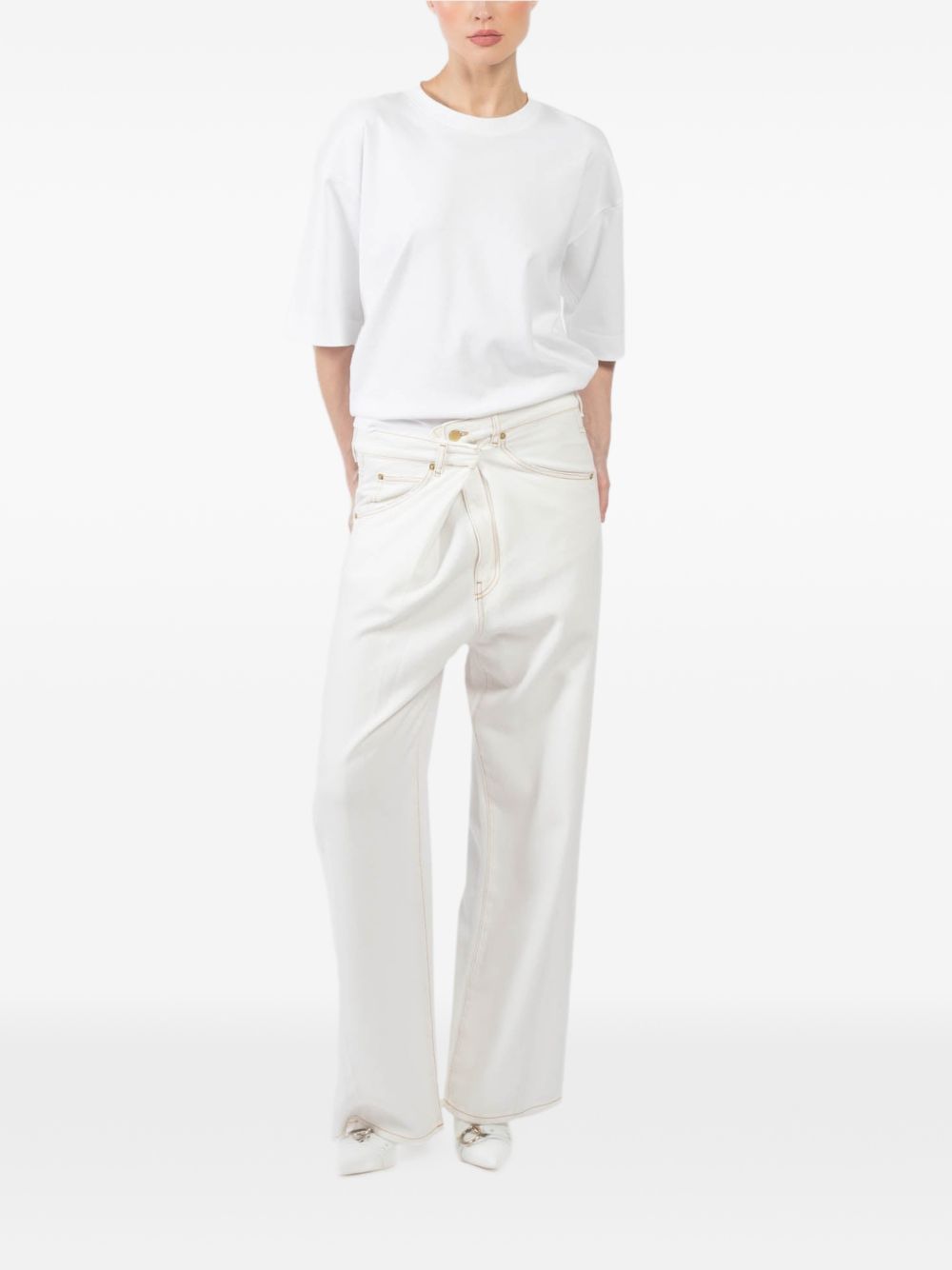 White ines fold over tencel denim jeans DARKPARK