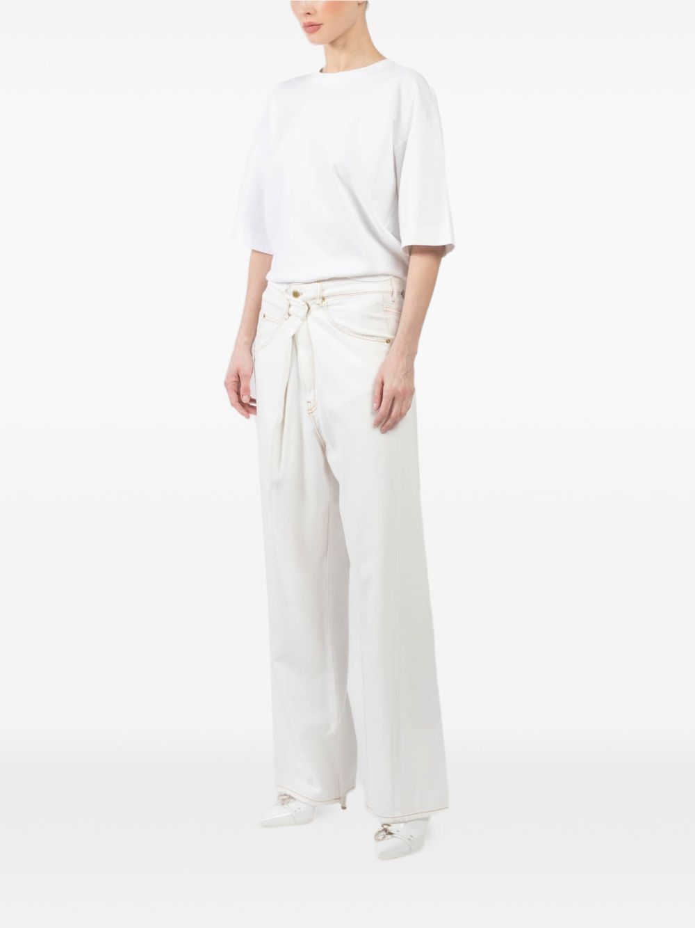 White ines fold over tencel denim jeans DARKPARK