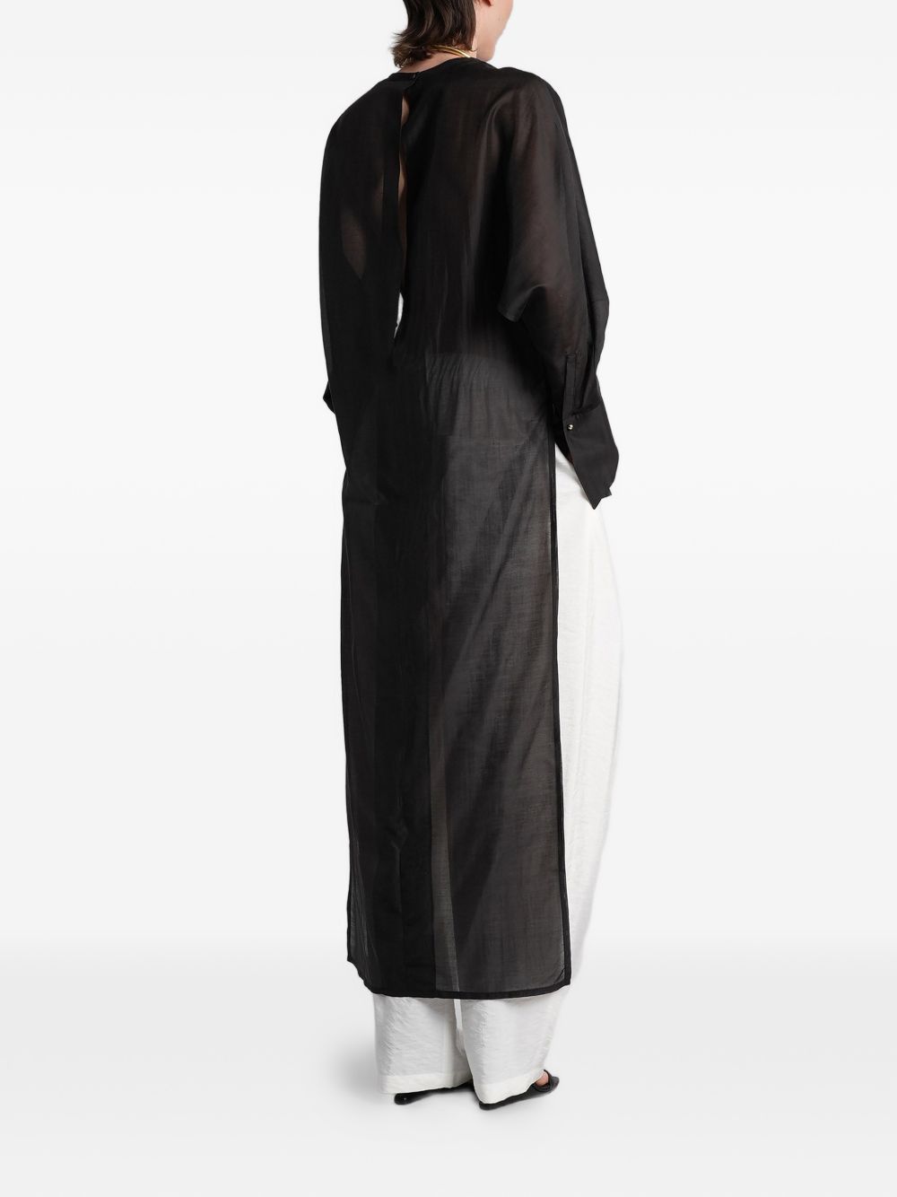 shirt marine keyhole neckline voile black  DARKPARK