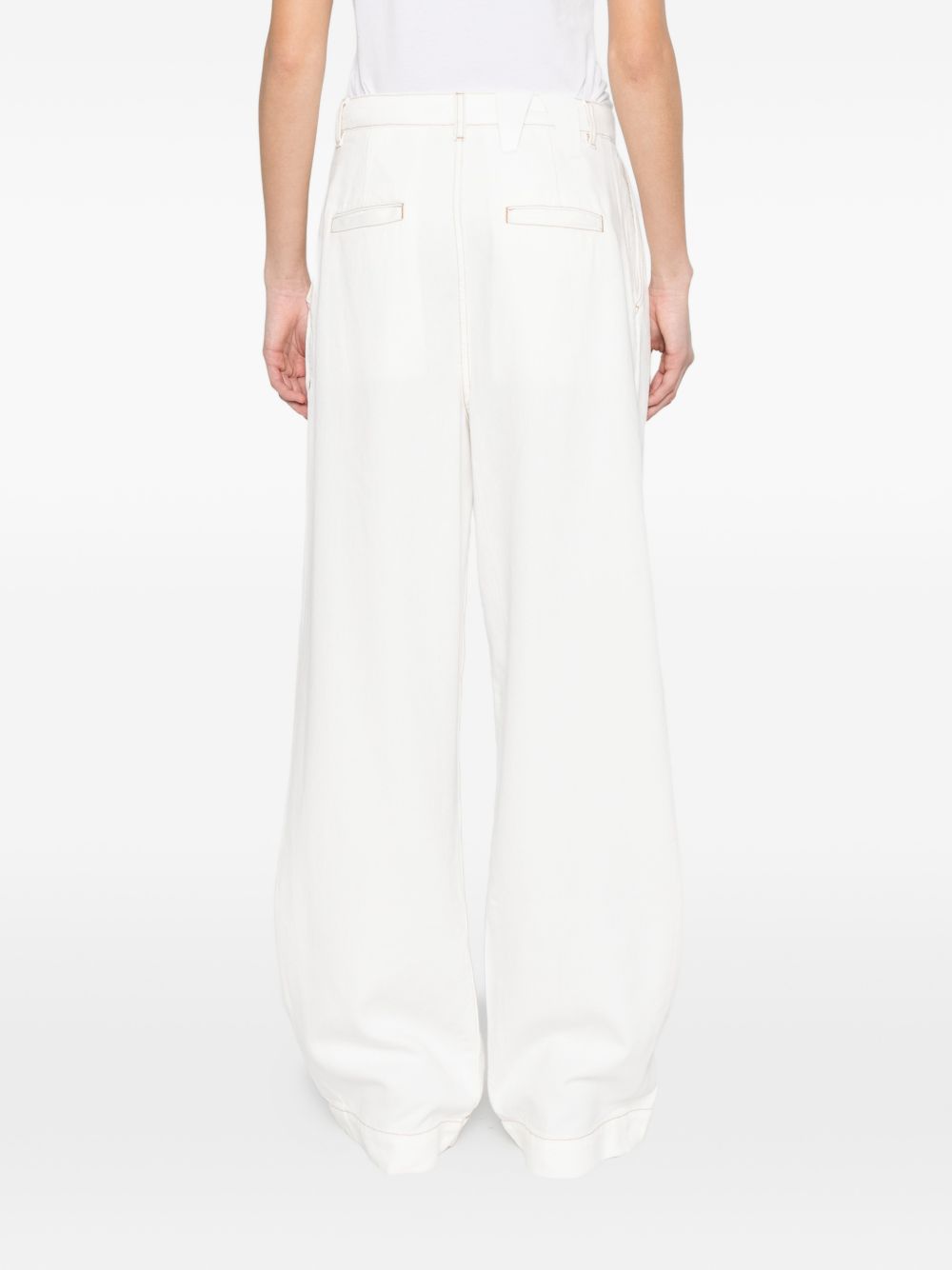 denim france pleat wide leg tencel white  DARKPARK
