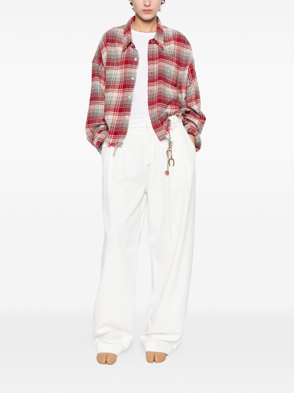 denim france pleat wide leg tencel white  DARKPARK