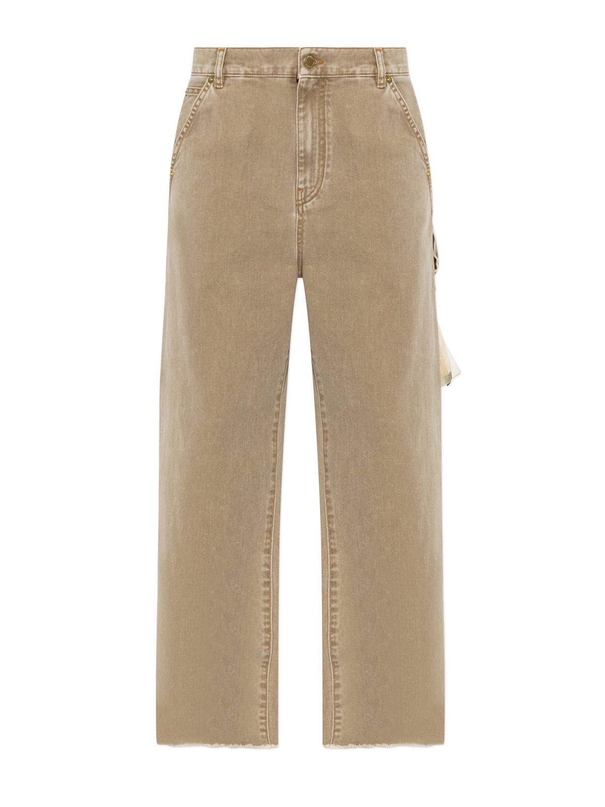 Camel sienna loose side split denim jeans