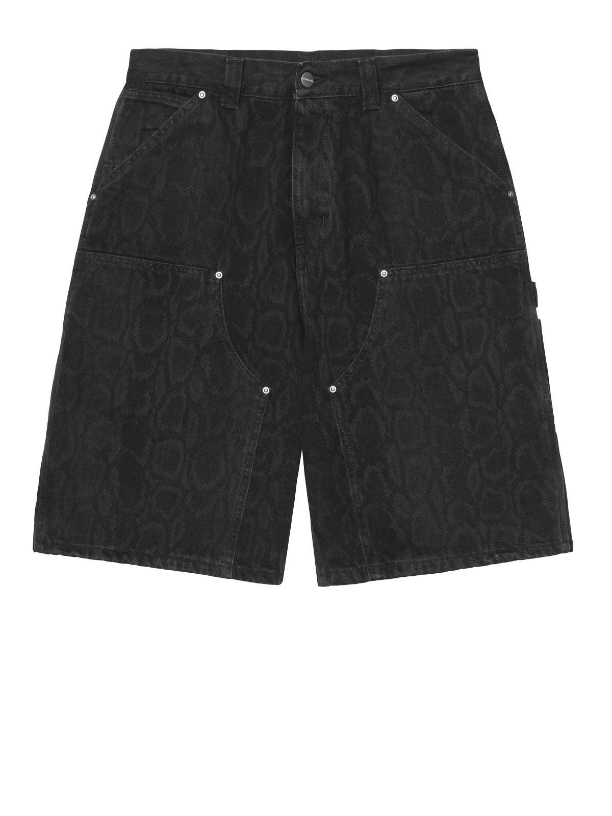 short double knee denim black 